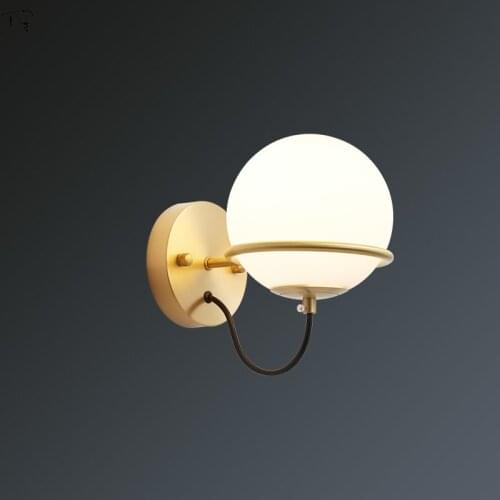 Nordic Simple Living Room Copper Glass Ball Wall Lamp Led E14 Indoor Lighting Decor Bedroom Lamp Corridor Staircase Background