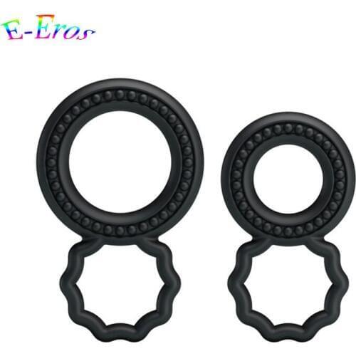 ORISSI 2Pcs/ unit Black Silicone Cock Rings Delay Ejaculation Penis Rings Adult Sex Toys Sex Products For Men / Couple
