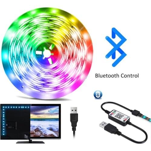 5V Bluetooth RGB USB Tape Backlight for TV PC LED Home Lighting Will Of Holidays Lamp 1m 2m 3m 4m 5m Strip Lights Living Room