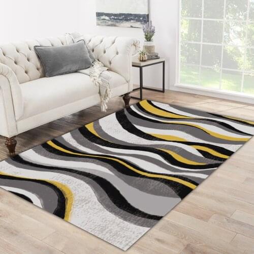 Grey black white carpet black yellow grey white line patterned carpet modern carpet living room carpet free shipping soft
