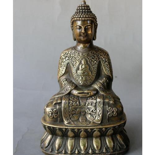 Old QingDynasty copper carving ornaments-Buddha statue / Sculpture,handmade crafts,best collection & adornment,free shipping