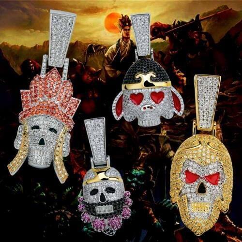 TOPGRILLZ New Journey To The West Figures Pendant Necklace Mens Iced Out Charm Jewelry Gold Silver Color Chains Hip Hop Jewelry