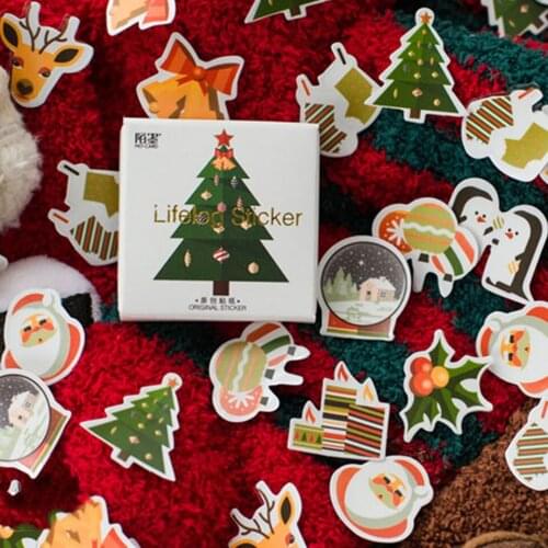 Tronzo Christmas Stickers For Kids 46/50pcs/box Cartoon DIY Decor Scrapbooking Diary Albums Cute Papeterie Navidad 2019 Xmas Gif