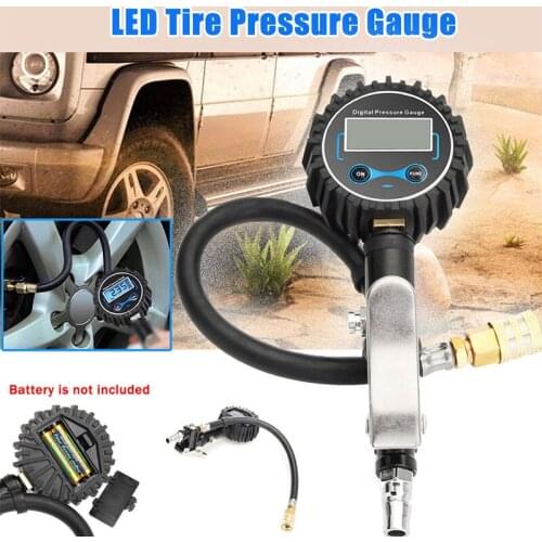 Universal Tire Inflator LCD Tyre Air Household Appliances Black 23.85*11.46*8.50cm Metal Multifunctional Tools Digital Pressure