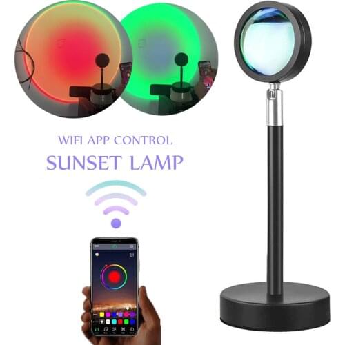 App Control RGB Sunset Projection Sun Lamp USB Rainbow Color Changing 180 Degree Rotation Romantic Rainbow Visual Night Lights