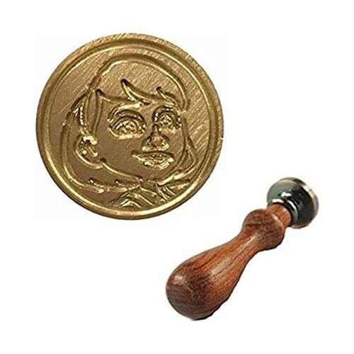 Vintage Pretty Girl Smile Face Head Personalized Letter Picture Logo Retro Invitation Wax Seal Stamp Rosewood Handle Set