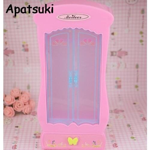 1/6 Dollhouse Furniture Mini Toy Wardrobe Closet for Barbie Dolls Dollhouse Children Kids Baby Girls Cute Xmas Gift