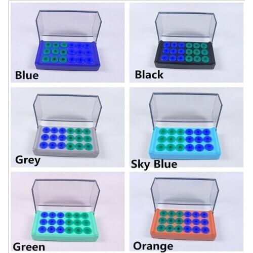1Pieces Dental Box 18Holes Sterilizer Bur Ultrasonic Scaler Tip Implant Tips Endo Holder Storage Case 6Colors