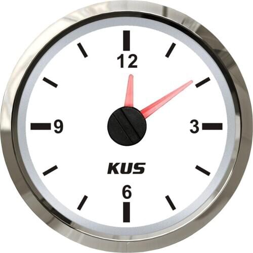 1pc 52mm Black Clock Gauges 0-12Hours Show Waterproof Clock Meters White Hour Meters Red or Yellow Backlight for Car Boat Truck