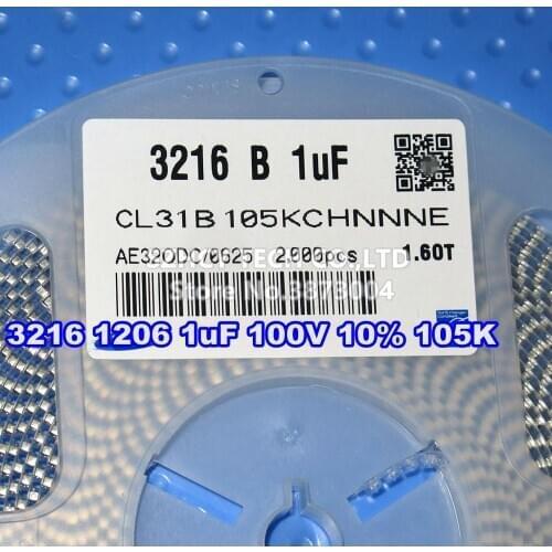 2000Pcs 3216 1206 1uF 100V 10% 105K CL31B105KCHNNNE New and origianl