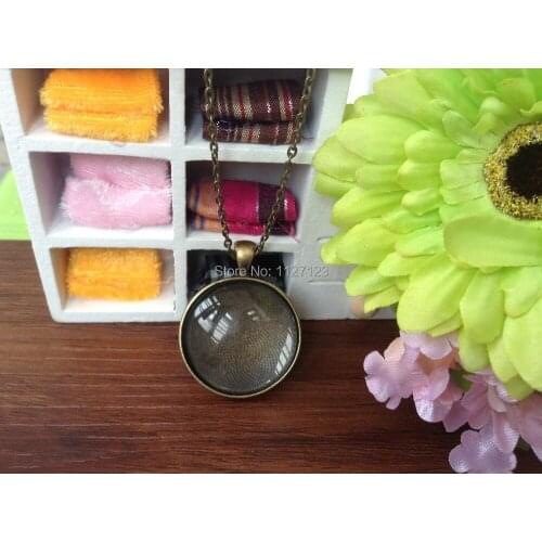 30 Sets, Pendant Kits - 30mm Circle Bezel Blanks with Matching Glass Cabochons and Chains Bronze 1.25 inch