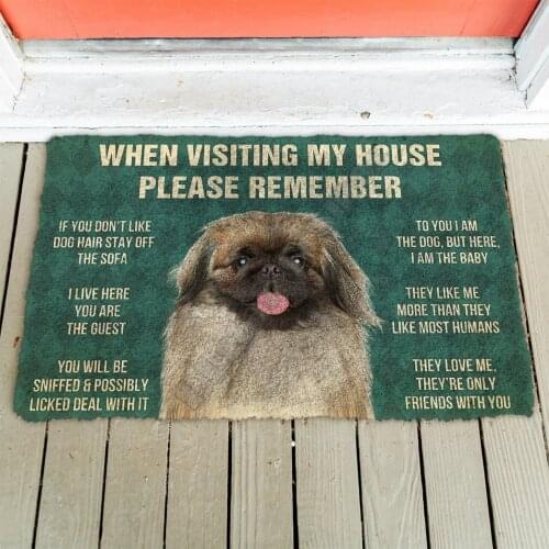 3D Please Remember Pekingese House Rules Custom Doormat Non Slip Door Floor Mats Decor Porch Doormat