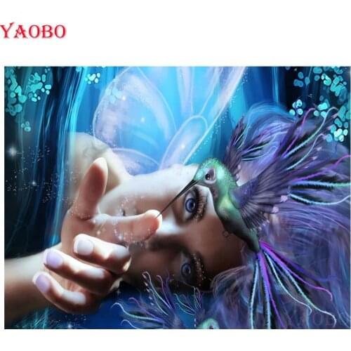 5D DIY Diamond Painting Hummingbird 3D Diamond Embroidery Cartoon girl Cross Stitch Needlework Square/Round drill unqiue gift