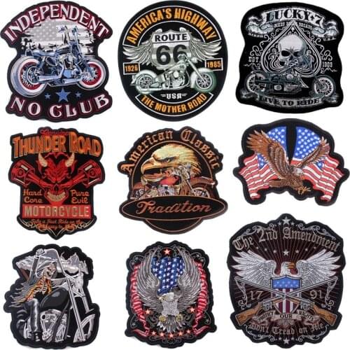 Punk Big Skull Motorcycle Patches On Clothes Iron On Patches For Clothing Rock Biker Patch Applique Back Jacket Accessories DIY