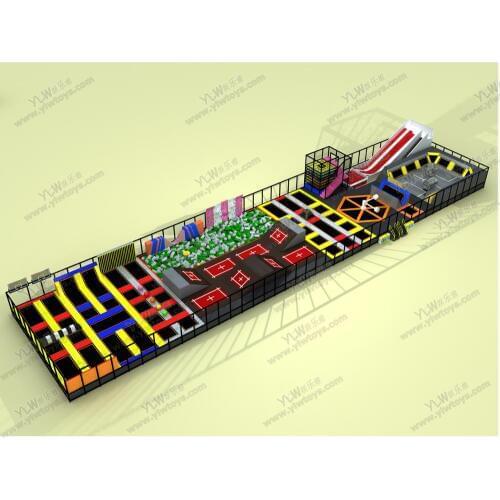 Kids and adults indoor trampoline park big slide with Sponge foam pit rocking climbing facility YLW-IN20200411