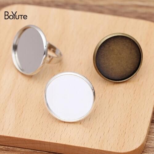 BoYuTe (20 Pieces/Lot) Round 25MM Cabochon Base Ring Blanks Diy Metal Brass Adjustable Ring Setting Jewelry Findings
