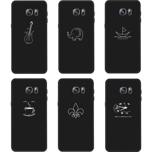 Case For Samsung Galaxy S6 Edge Plus Phone Case Back Cover Black Softness Silicone Bumper With White Color Printing