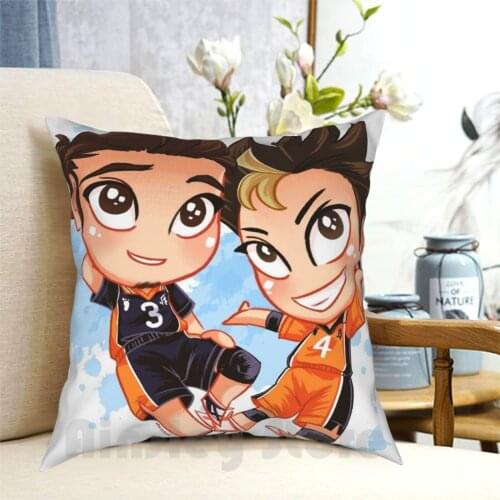 Chibi Time! & Nishinoya Pillow Case Printed Home Soft Throw Pillow Haikyuu Anime Volleyball Anime Anime Libero Ace