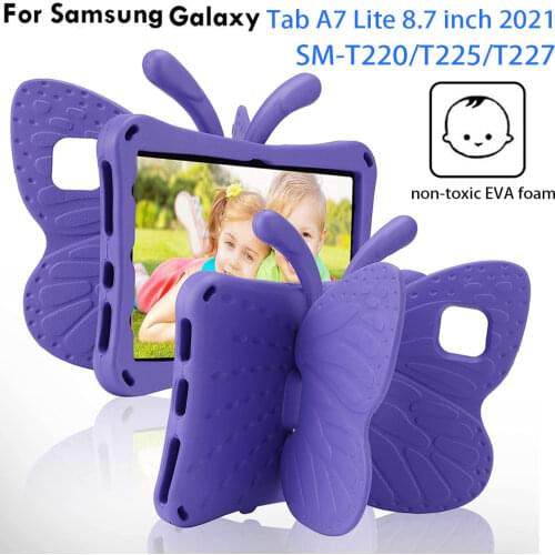 Kids EVA Case for 2021 Samsung Galaxy Tab A7 Lite 8.7'' SM-T220 T225 Tablet Cover 3D Butterfly Shockproof Protective Funda Case