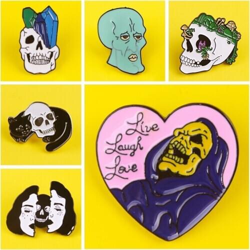 Skeleton Skull brooch Pin Badge On Clothes Skull lover Enamel Pins Badges Skeleton Skull Clothes Decor Gift For Men Women Lovers