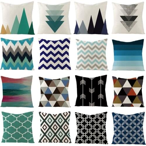 Classical Modern Nordic Geometric Cushion Cover Stripes Lattice Print Cotton Linen Cojines Decorativos Para Sofa Throw Pillows