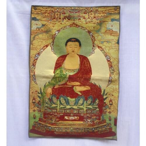 Collectible Traditional Tibetan Buddhism in Nepal Thangka of Buddha paintings ,Big size Buddhism silk brocade painting p002605