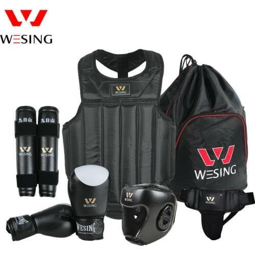 Wesing Wushu Sanda Sets 6PC Protective Gear Chest Guard Helmet Protection supporter sanda equipment