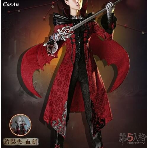 New Style Hot Game Identity V Joseph Desaulniers Cosplay Costume Blood Sword Skin Fashion Red Uniform Party Role Play Clothing
