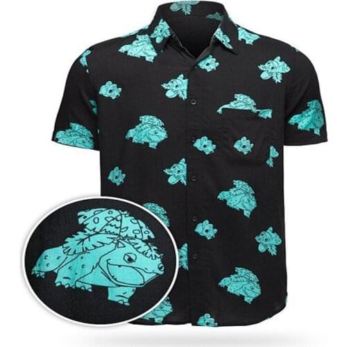 2021 Summer Quality Harajuku Beach New Arrival Men Short-Sleeve Casual Anime Shirt Blouse Loose Surfing Hawaiian-shirt