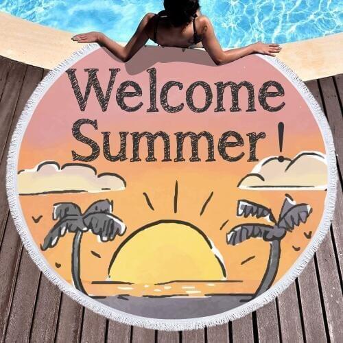 Cute Cartoon Beach Mat 2019 New Summer Beach Yoga Mat Women Swimsuit Cover Ups Bikini Towel Summer Bathing Suit Mat 145*145CM
