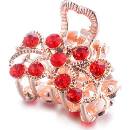 Mini Water Drill Bit Crystal Crab Clip Red Hairpin Claw Jewelry Fashion Hair Accessories Hairpin Decoration Girl Wedding Gift