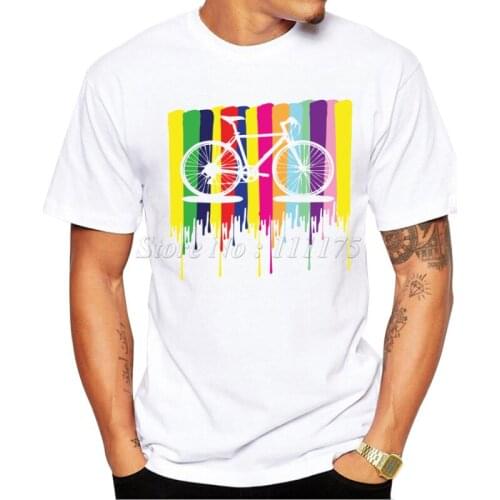 2019 Fashion Mens Rainbow Bicycle Design T Shirt Male Cool Tops Hipster Printed Summer Tees