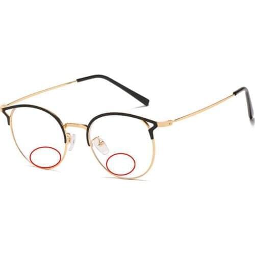 Fashion Bifocals Women Cat Eye Reading Glasses Men Look Near Far Presbyopic Spectacles Magnifier Old Man Gift Eyeglasses 3Color