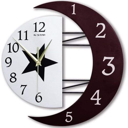 Creative minimalist style moon frame wall clock home fashion personality mute shaped living room bedroom quartz clock