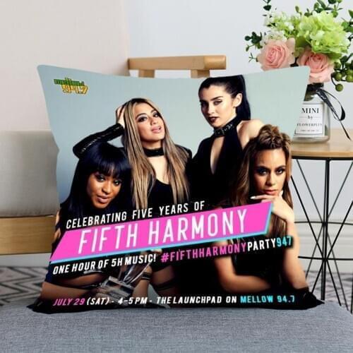 New Arrival Fifth Harmony Pillowcase Wedding Decorative Pillow Cover Custom Printed Soft Satin Fabric Pillow Cases Not Fade
