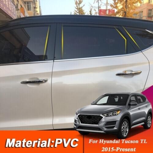 PVC Stickers For Hyundai Tucson TL 2015-Present Car Styling Car Window Trim Sticker Middle Column Stickers External Accessories