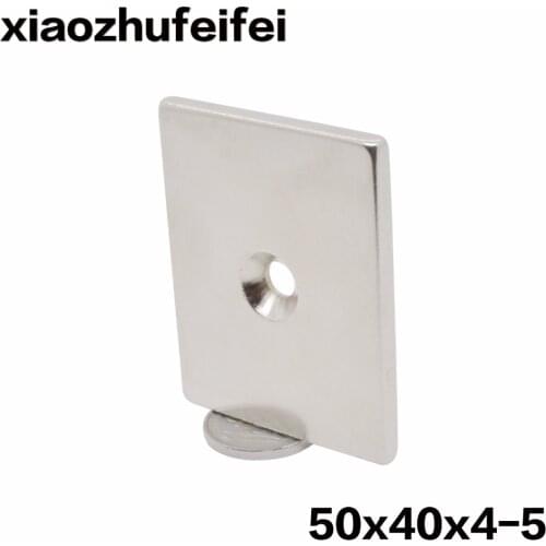 1PCs Big Bulk Super Strong Strip Block Magnets Rare Earth Neodymium 50 x 40 x 4 mm 1 hole 5mm 50*40*4mm 50mm x 40mm x 4mm