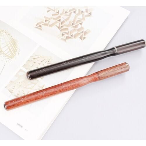 JNMZAUM solid wood roller pen brown and black color classical style slim shape silver dot picture gift set high quality write