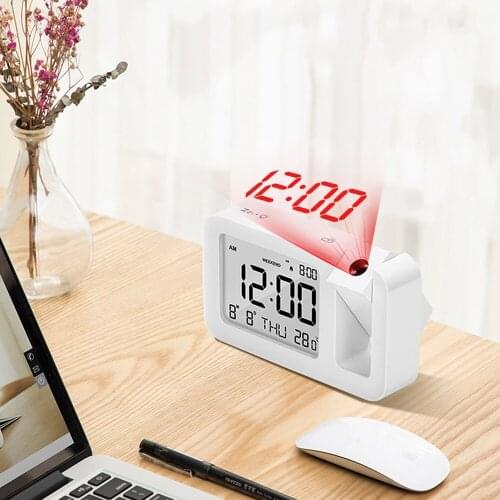 LED Digital Projection Alarm Clock for Bedroom Thermometer USB Charge Snooze Ceiling Desk Table Project Clock Wake Up Electronic