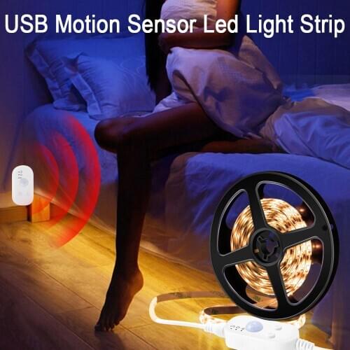 WENNI LED Light Strip Motion Sensor LED Strip USB Waterproof LED Kitchen Cabinet Light Tape 5V Wireless PIR Lamp Wardrobe Lamp