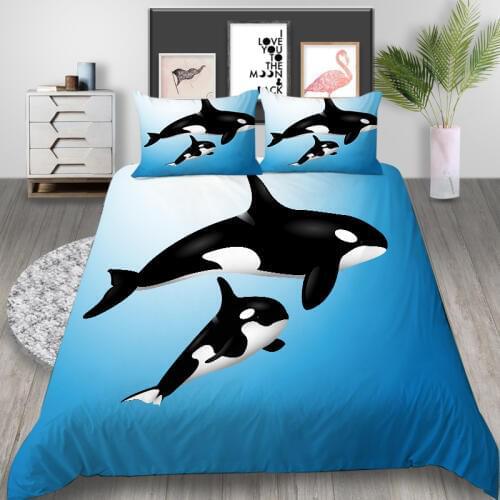 Thumbedding Whale Bedding Set Marine Life Duvet Cover Nature Single King Queen Twin Full Single Double Unique Design Bed Set