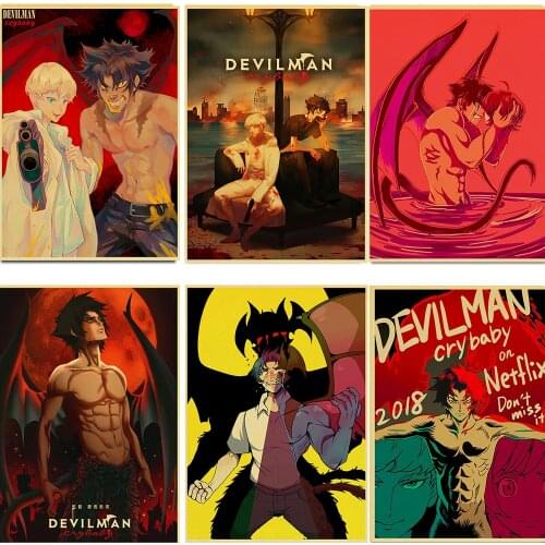 Vintage Japanese animation Devilman Crybaby Retro poster Home Furnishing decoration Kraft Game Drawing Painting Wall stickers