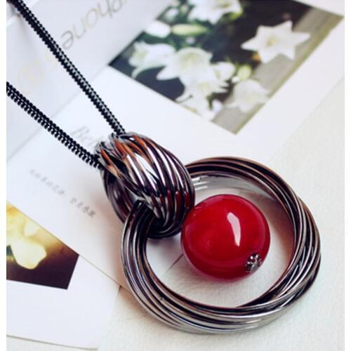 GOINHOT 12pcs/lot red ball Necklaces Pendants Vintage Rope Chain Necklace Women Accessories wholesale Jewelry