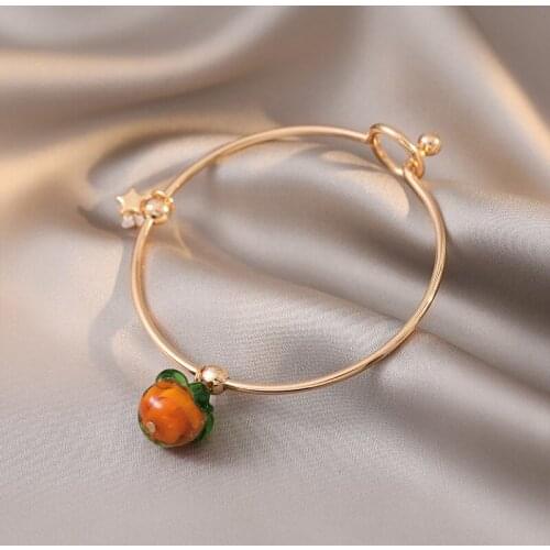 Womens Hand Bracelets Small Fresh Persimmon Bangle Trend Fashion Fine Gifts Accessories Simplicity Jewelry Women Bracelet