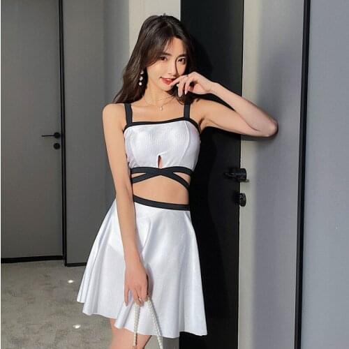 Female Swimwear Women Separate 2021 Ladies Swimsuit Retro Style Plus Size High Waisted Bikini Korean Mayo New Sexy Skirt Split