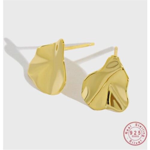 HI MAN Korea INS Irregular Concave Surface S925 Sterling Silver Stud Earrings Women Fashion Charm Banquet Jewelry