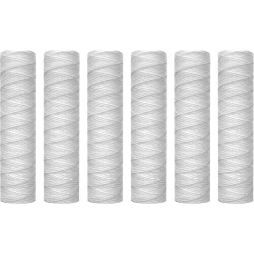 10 Micrometre String Wound Sediment Water Filter Cartridge,6 Pack,Whole House Sediment Filtration,Universal