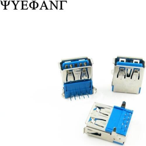 10pcs/lot USB 3.0 PCB Mount Socket DIP Type A Female Right Angle 9 Pin DIP Socket Connector 90 Degrees