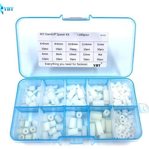 180Pcs/lot M2 M2.5 M3 M4 Nylon Standoff Spacer Female Male Hex Column Plastic Spacing Screws For PCB Motherboard Fixed Set NL002