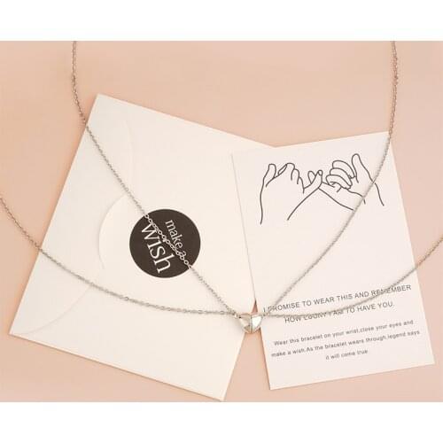 2PC Magnet Attracts Couple Necklace For Women Men Love Heart Choker Lover Necklaces Stainless Steel Chain Jewelry Bijoux Collier